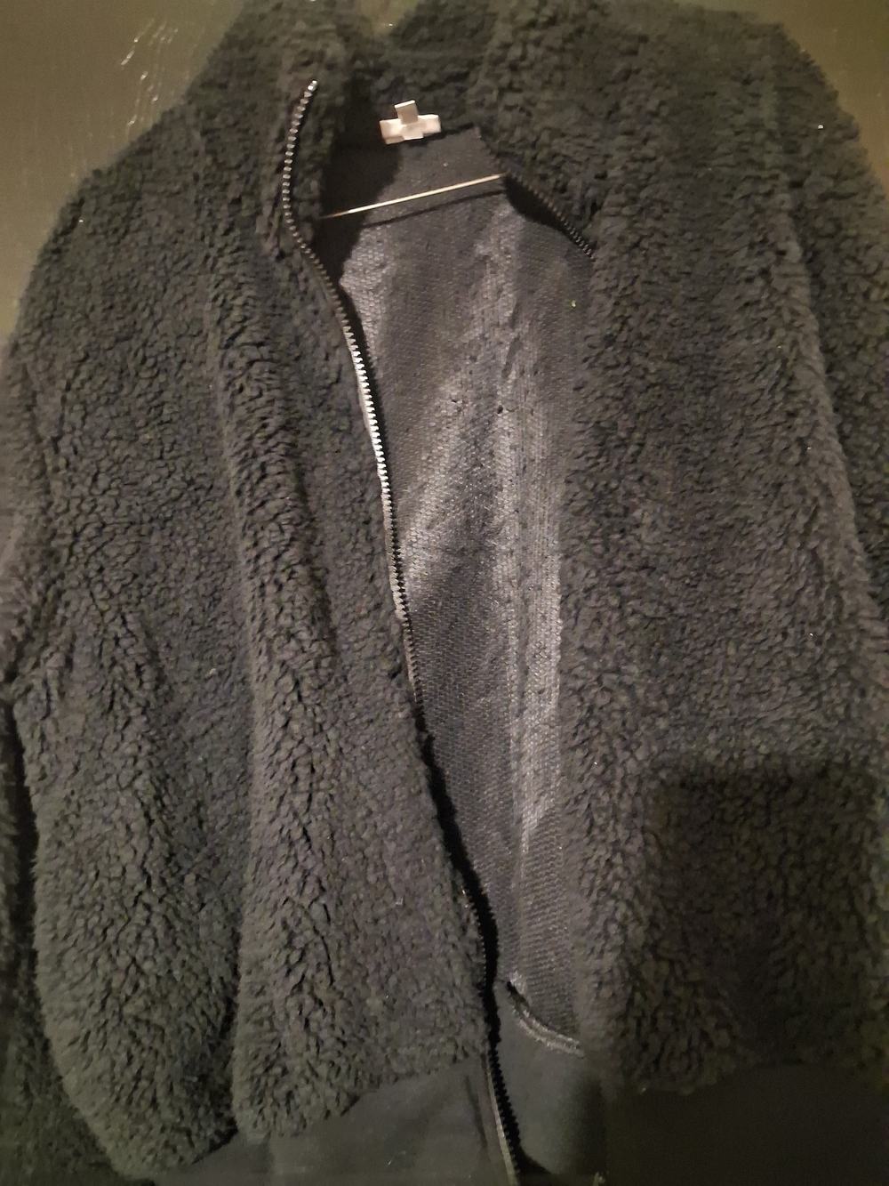 Black Sherpa Zip Jacket - Women Size Xl